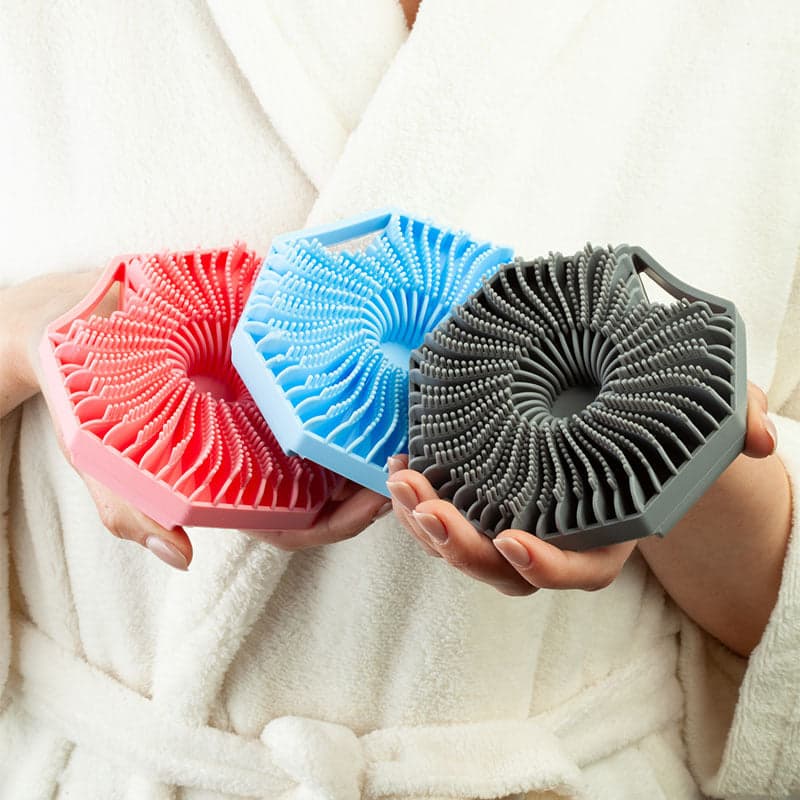Body Scrubber Set Tri-Color Pack (Blue, Pink & Grey)